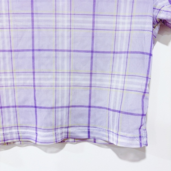 DIVIDED Purple Plaid Sheer Crop Top | Lightweight Mesh Tee * - Picture 6 of 7